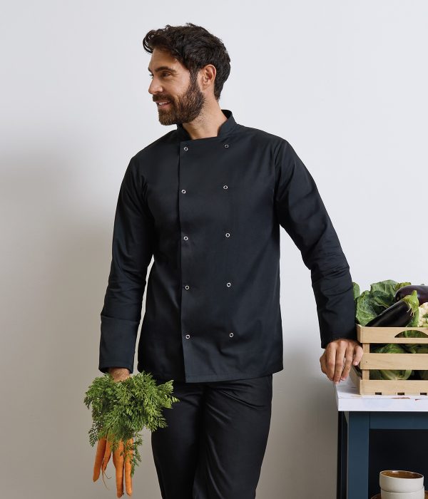 Studded Front Long Sleeve Chef’s Jacket